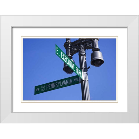 Washington, DC Historic Pennsylvania Ave Sign White Modern Wood Framed Art Print with Double Matting by Flaherty, Dennis