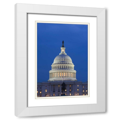 Washington DC, The Capitol Building at night White Modern Wood Framed Art Print with Double Matting by Flaherty, Dennis