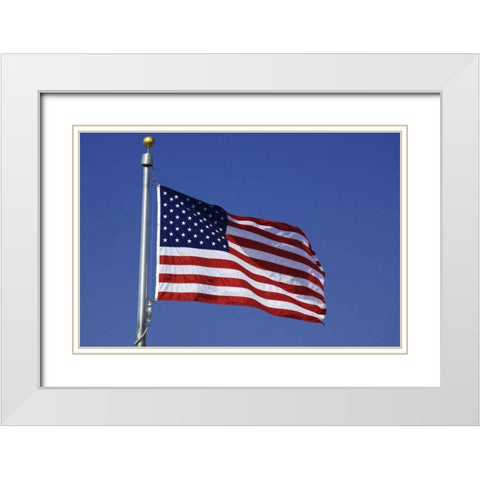 Washington DC, Washington Monument US flag White Modern Wood Framed Art Print with Double Matting by Flaherty, Dennis