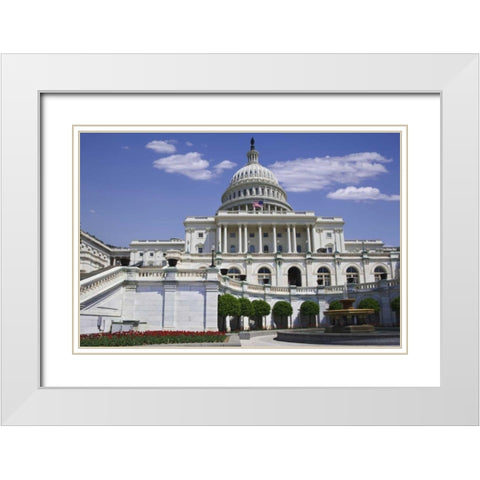 Washington, DC View of the Capitol building White Modern Wood Framed Art Print with Double Matting by Flaherty, Dennis