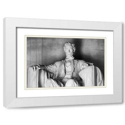USA, Washington, DC Close-up of Lincoln Memorial White Modern Wood Framed Art Print with Double Matting by Flaherty, Dennis