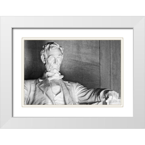 USA, Washington, DC Close-up of Lincoln Memorial White Modern Wood Framed Art Print with Double Matting by Flaherty, Dennis