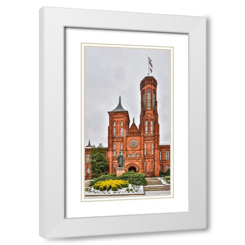 USA-District of Columbia-Smithsonian Castle on a snowy afternoon White Modern Wood Framed Art Print with Double Matting by Looney, Hollice