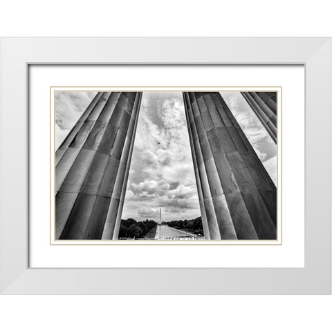 Tall white columns-Lincoln Memorial-Washington DC-Dedicated 1922 White Modern Wood Framed Art Print with Double Matting by Perry, William