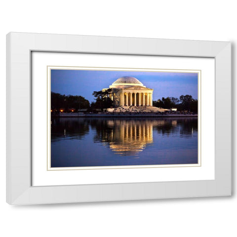 Jefferson Memorial and Tidal Basin in April White Modern Wood Framed Art Print with Double Matting by Perry, William