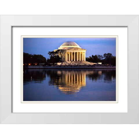 Jefferson Memorial and Tidal Basin in April White Modern Wood Framed Art Print with Double Matting by Perry, William