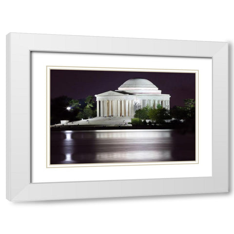 Jefferson Memorial and Tidal Basin in April White Modern Wood Framed Art Print with Double Matting by Perry, William