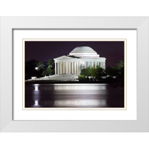 Jefferson Memorial and Tidal Basin in April White Modern Wood Framed Art Print with Double Matting by Perry, William