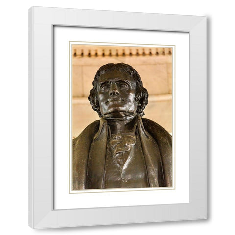 Bronze Jefferson Statue-Jefferson Memorial-Washington DC-Statue by Rudolph Evans 1947 White Modern Wood Framed Art Print with Double Matting by Perry, William
