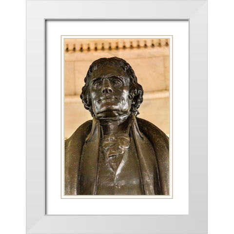 Bronze Jefferson Statue-Jefferson Memorial-Washington DC-Statue by Rudolph Evans 1947 White Modern Wood Framed Art Print with Double Matting by Perry, William