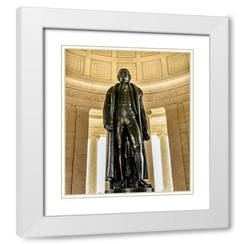 Bronze Jefferson Statue-Jefferson Memorial-Washington DC-Statue by Rudolph Evans 1947 White Modern Wood Framed Art Print with Double Matting by Perry, William