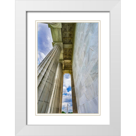 Tall white columns-Lincoln Memorial-Washington DC-Dedicated 1922 White Modern Wood Framed Art Print with Double Matting by Perry, William