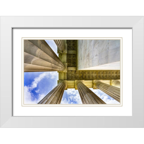 Tall white columns-Lincoln Memorial-Washington DC-Dedicated 1922 White Modern Wood Framed Art Print with Double Matting by Perry, William