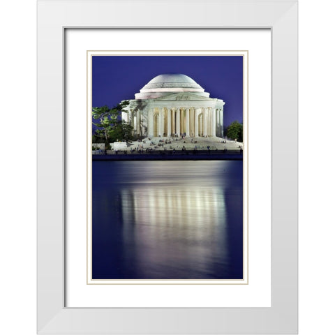 Jefferson Memorial and Tidal Basin in April White Modern Wood Framed Art Print with Double Matting by Perry, William