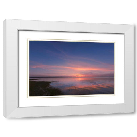 Sunset on Harney Lake at sunset-Florida White Modern Wood Framed Art Print with Double Matting by Jones, Adam