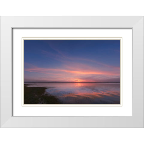 Sunset on Harney Lake at sunset-Florida White Modern Wood Framed Art Print with Double Matting by Jones, Adam