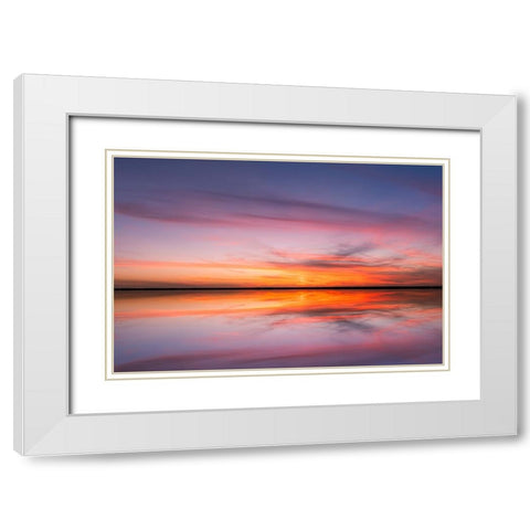 Sunset on Harney Lake at sunset-Florida White Modern Wood Framed Art Print with Double Matting by Jones, Adam