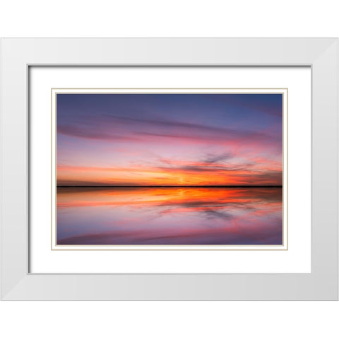 Sunset on Harney Lake at sunset-Florida White Modern Wood Framed Art Print with Double Matting by Jones, Adam