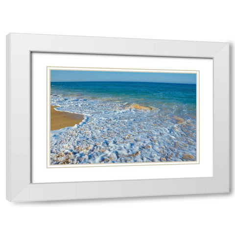 Florida-Surf on Beach White Modern Wood Framed Art Print with Double Matting by Miller, Anna