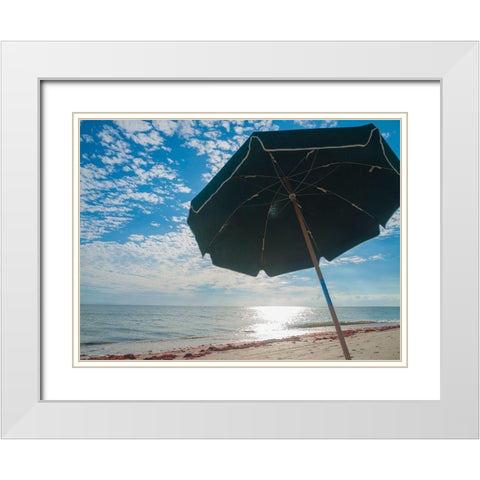 Beach Umbrella-Sanibel Island-Florida-USA White Modern Wood Framed Art Print with Double Matting by Miller, Anna