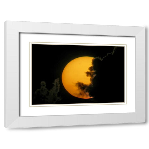 FL, Fort De Soto Park Dark clouds at sunset White Modern Wood Framed Art Print with Double Matting by Morris, Arthur