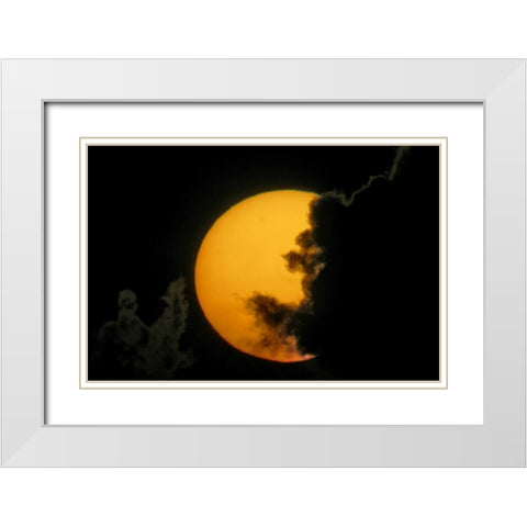 FL, Fort De Soto Park Dark clouds at sunset White Modern Wood Framed Art Print with Double Matting by Morris, Arthur