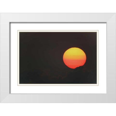 FL, Blue Cypress Lake Sunrise globe with clouds White Modern Wood Framed Art Print with Double Matting by Morris, Arthur