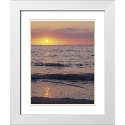 FL, St Petersburg Beach Sunset on the ocean White Modern Wood Framed Art Print with Double Matting by Flaherty, Dennis