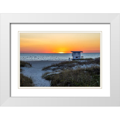 USA-Florida-Port Canaveral-Sunrise over the Atlantic White Modern Wood Framed Art Print with Double Matting by Looney, Hollice