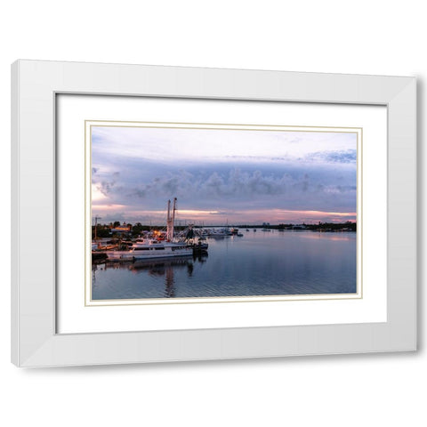Looking out of the Key West Express shuttle over Fort Myers waterway of the Gulf of Mexico White Modern Wood Framed Art Print with Double Matting by Haddad, Sheila