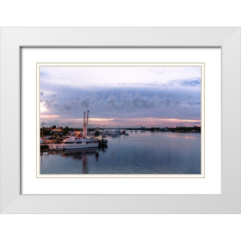 Looking out of the Key West Express shuttle over Fort Myers waterway of the Gulf of Mexico White Modern Wood Framed Art Print with Double Matting by Haddad, Sheila