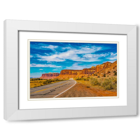 Colorful Cliffs-Highway 211-Canyonlands National Park-Needles District-Utah White Modern Wood Framed Art Print with Double Matting by Perry, William