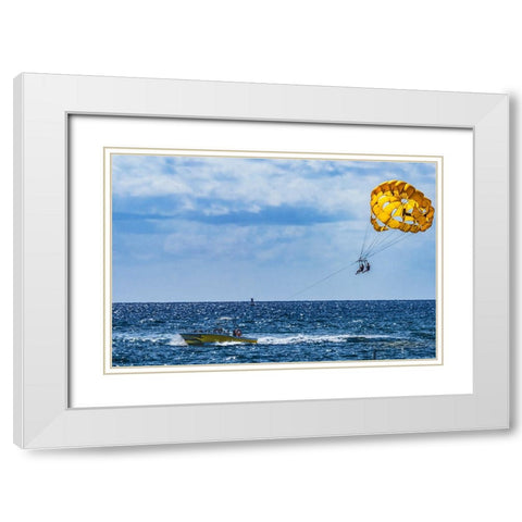 Two people parasailing-Fort Lauderdale-Florida White Modern Wood Framed Art Print with Double Matting by Perry, William