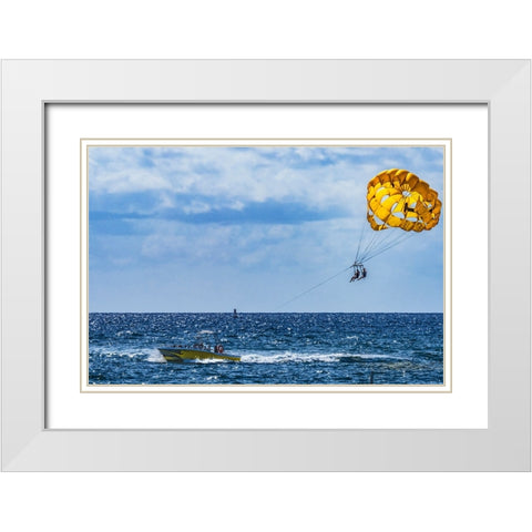 Two people parasailing-Fort Lauderdale-Florida White Modern Wood Framed Art Print with Double Matting by Perry, William