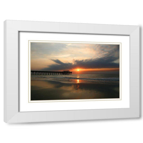 Sunrise on Atlantic Beach White Modern Wood Framed Art Print with Double Matting by Miller, Anna
