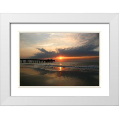 Sunrise on Atlantic Beach White Modern Wood Framed Art Print with Double Matting by Miller, Anna