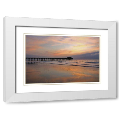 Sunrise on Tybee Island Beach-Georgia-USA White Modern Wood Framed Art Print with Double Matting by Miller, Anna