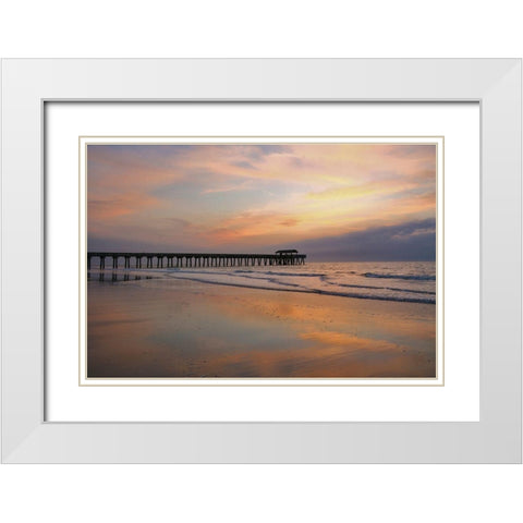 Sunrise on Tybee Island Beach-Georgia-USA White Modern Wood Framed Art Print with Double Matting by Miller, Anna