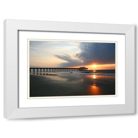 Sunrise on Tybee Island Beach-Georgia-USA White Modern Wood Framed Art Print with Double Matting by Miller, Anna