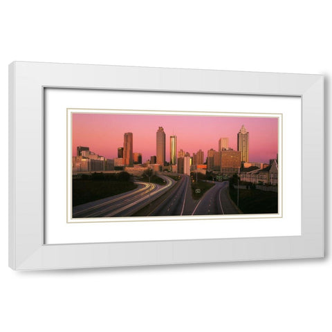 Atlanta Georgia skyline at sunrise White Modern Wood Framed Art Print with Double Matting by SMO