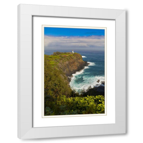 HI, Kauai Kilauea Lighthouse White Modern Wood Framed Art Print with Double Matting by Lord, Fred