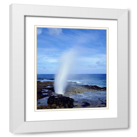 Hawaii, Kauai A blowhole spouts seawater White Modern Wood Framed Art Print with Double Matting by Talbot Frank, Christopher