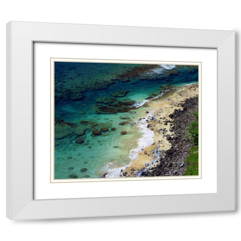 Hawaii, Kauai A coral reef on the Na Pali coast White Modern Wood Framed Art Print with Double Matting by Talbot Frank, Christopher