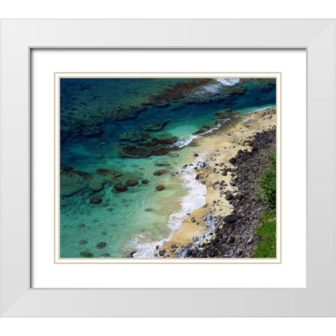 Hawaii, Kauai A coral reef on the Na Pali coast White Modern Wood Framed Art Print with Double Matting by Talbot Frank, Christopher