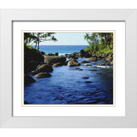 HI, Kauai Stream on the Na Pali coast White Modern Wood Framed Art Print with Double Matting by Talbot Frank, Christopher
