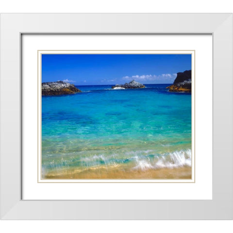 USA, Hawaii, Kauai A wave breaks on a beach White Modern Wood Framed Art Print with Double Matting by Talbot Frank, Christopher