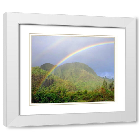 USA, Hawaii, Kauai Hawaiian Rainbow White Modern Wood Framed Art Print with Double Matting by Talbot Frank, Christopher