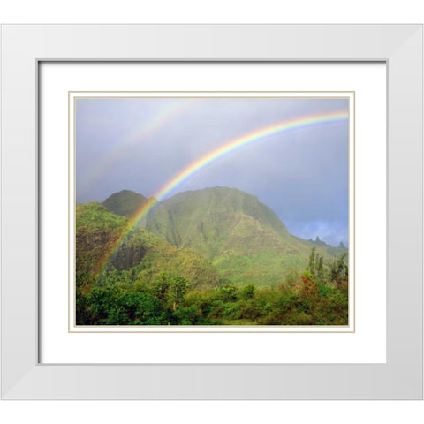 USA, Hawaii, Kauai Hawaiian Rainbow White Modern Wood Framed Art Print with Double Matting by Talbot Frank, Christopher