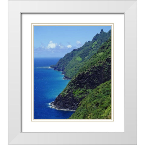 Hawaii, Kauai The Na Pali coast White Modern Wood Framed Art Print with Double Matting by Talbot Frank, Christopher