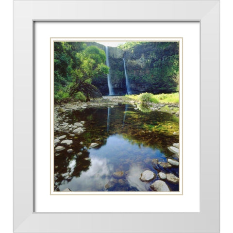 USA, Hawaii, Kauai Wailua Falls White Modern Wood Framed Art Print with Double Matting by Talbot Frank, Christopher
